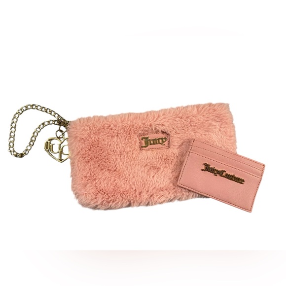 Juicy Couture Blush Faux Fur Clutch and Card Holder - Picture 2 of 7